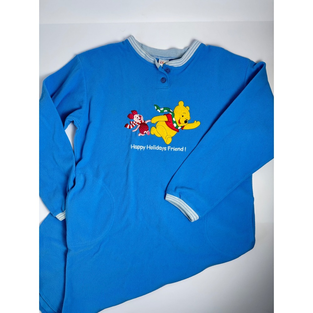 Disney Winnie the Pooh Piglet Fleece Nightgown Blue Holiday Medium